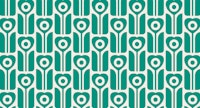 Retro geometric tulips teal green papel de parede