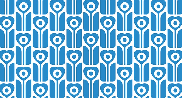 Retro geometric tulips blue and white