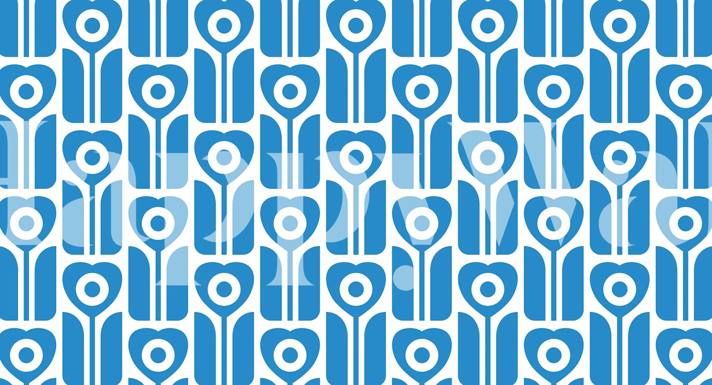 Retro geometric tulips wallpaper in a room