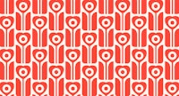 Retro geometric tulips red papel de parede