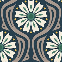 Colorful Floral Fiesta in Beige Green - L papel de parede