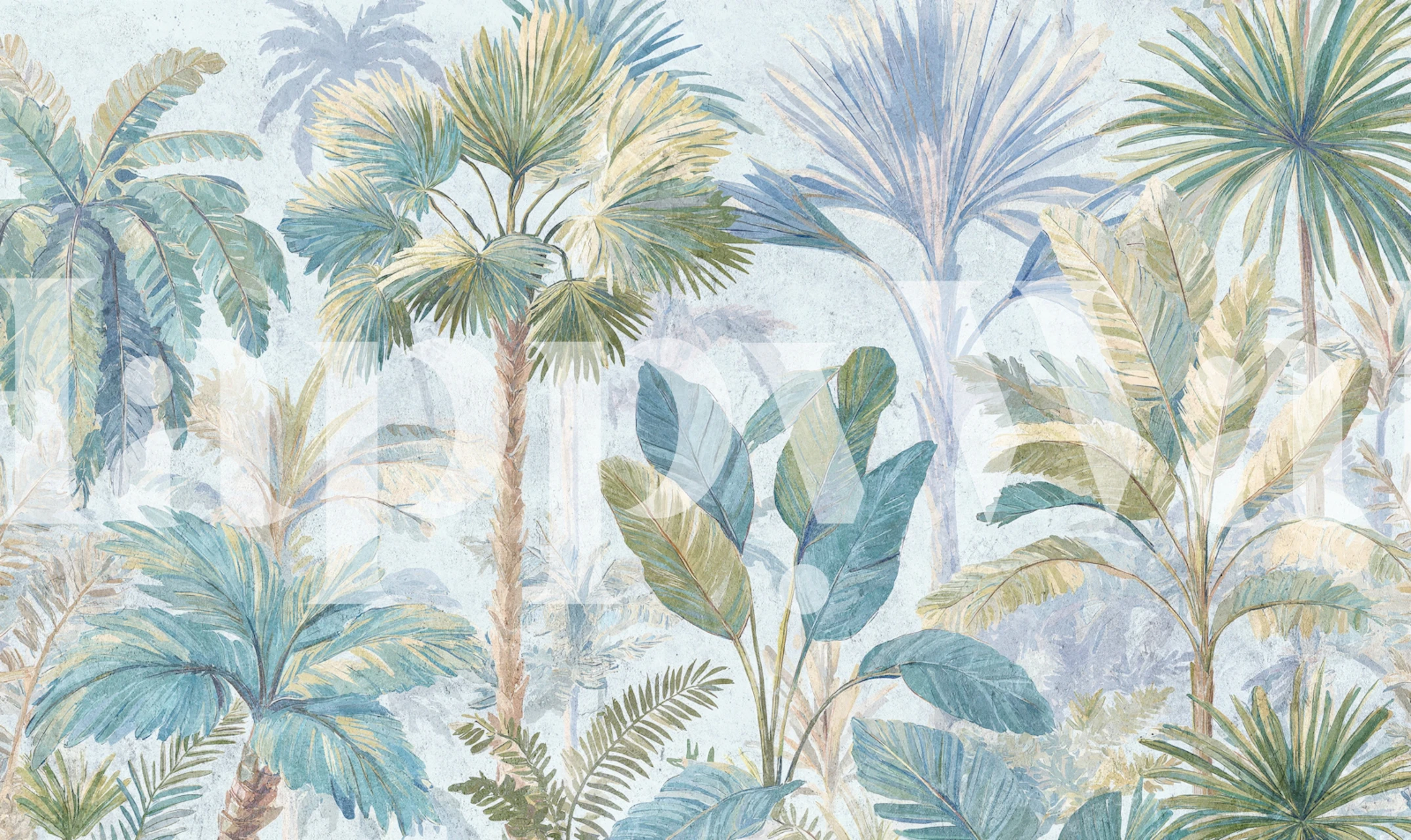 Soft palm wallpaper in a bright room