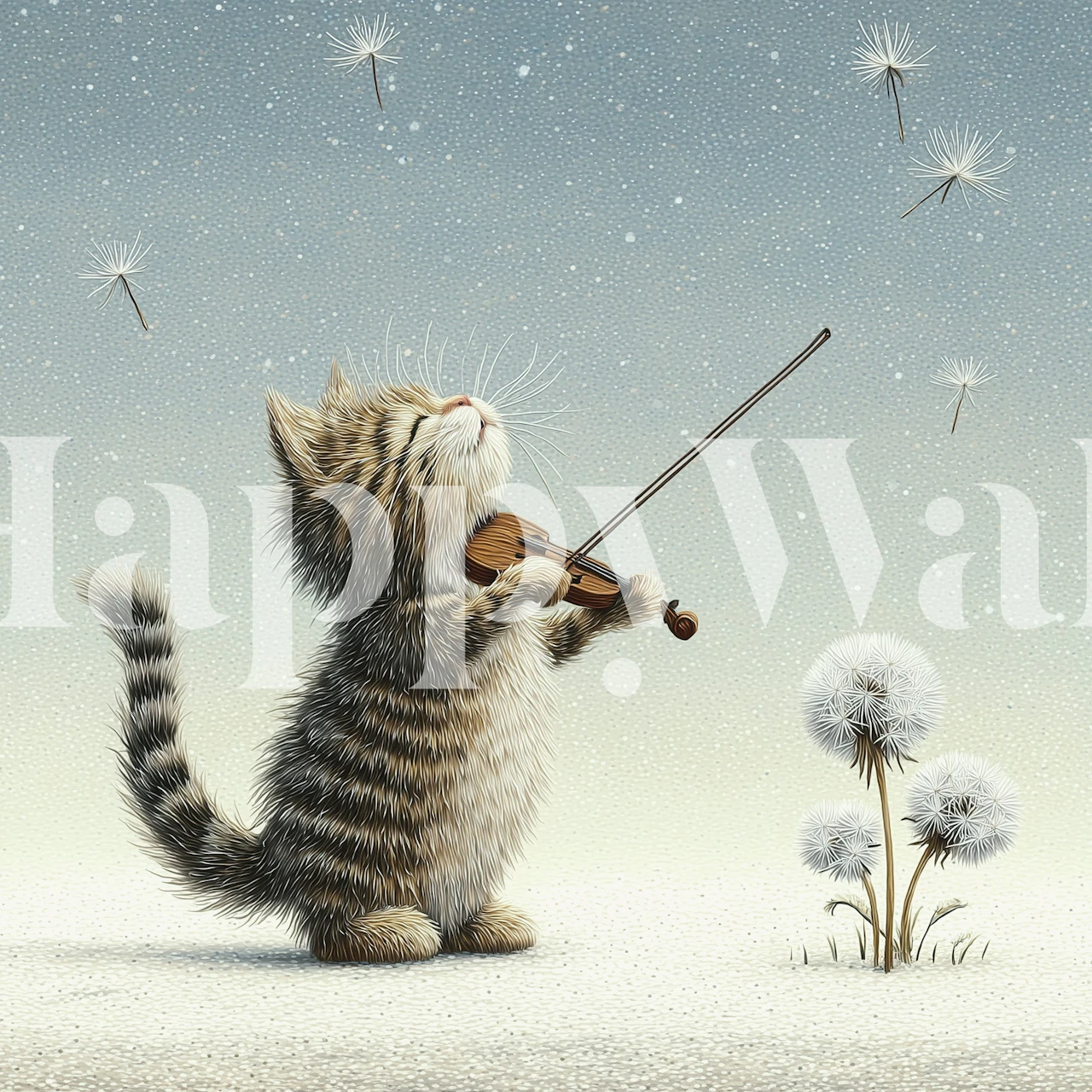 Carta da parati Cat che suona il violino in una stanza