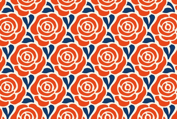 Blooming roses pattern red navy