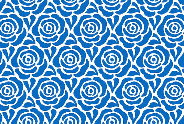 Blooming roses pattern blue and white