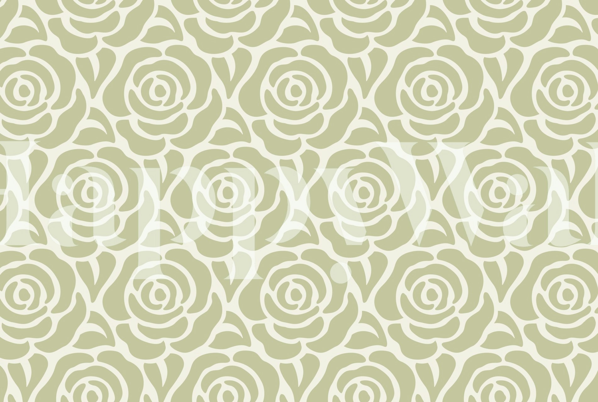 Blooming roses wallpaper pattern in hellem Salbei