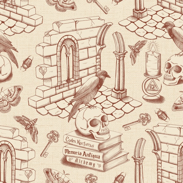 Dark Academia Toile de Jouy - Amber