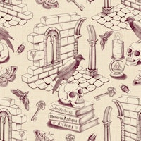 Dark Academia Toile de Jouy - Burgundy ταπετσαρία