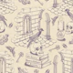 Dark Academia Toile de Jouy - Grey Purple