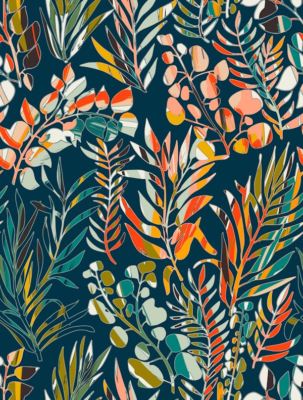 Multicolored Poplar foliage dark teal