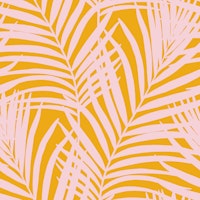 Exotic Tropical Leaves - Pink Yellow ταπετσαρία
