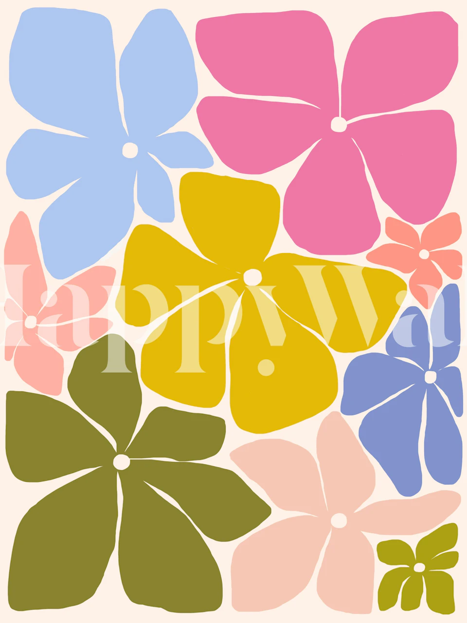 Colorful flower wallpaper in a room