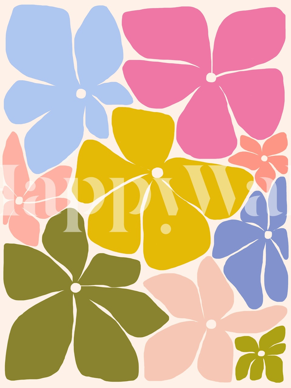 Värikäs kukkatapetti huoneessa