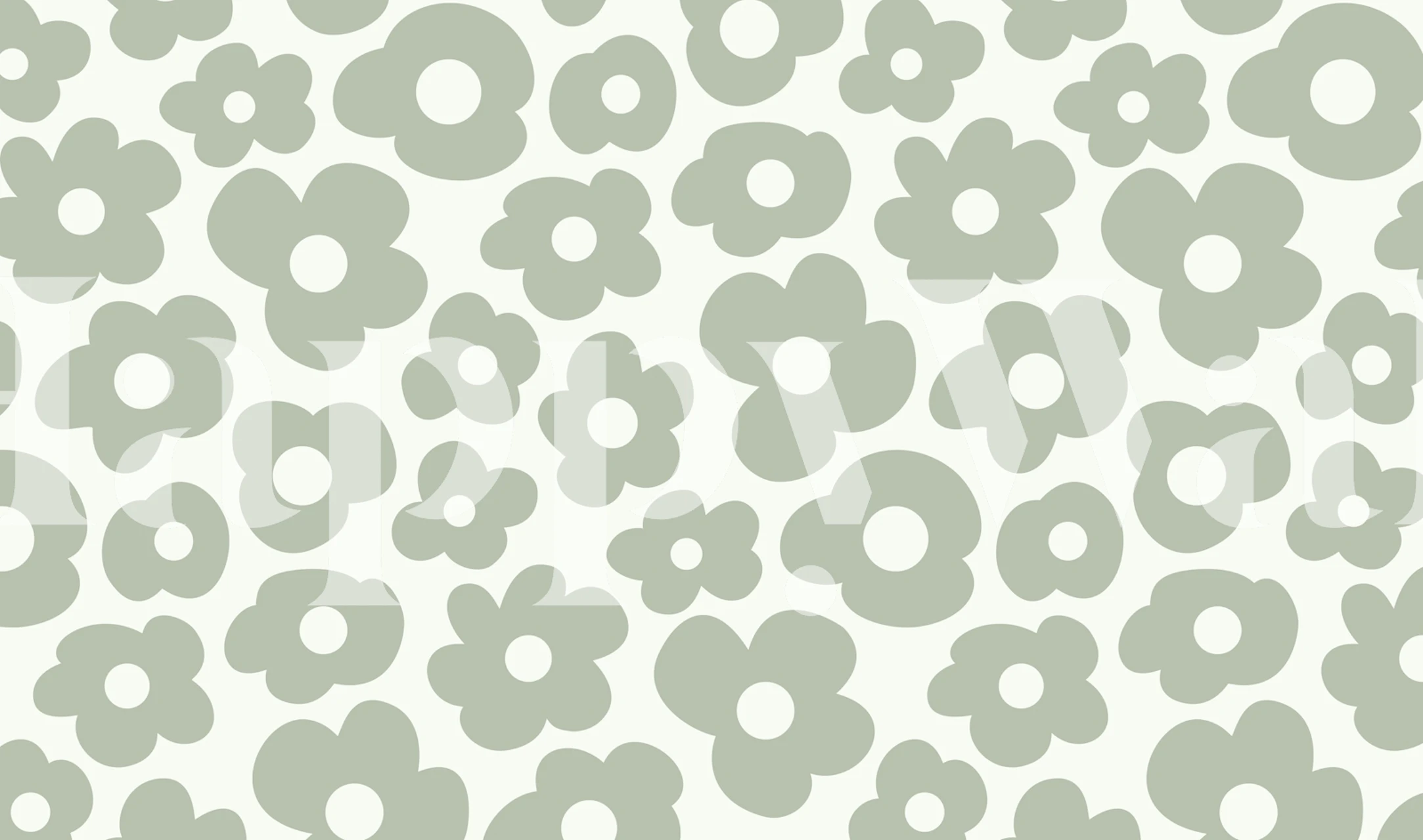 Tapeta Light Sage Playful Blossoms w pokoju