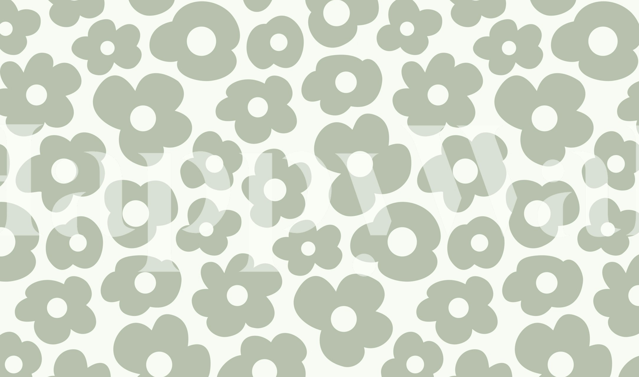 Light Sage Playful Blossoms wallpaper in a room