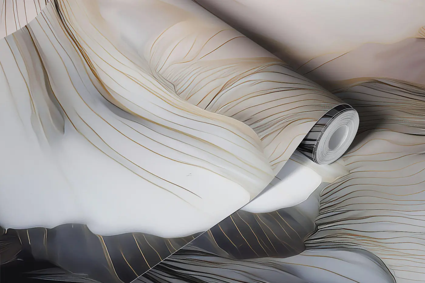 Monochrome Petal Ink Flow Harmony wallpaper roll