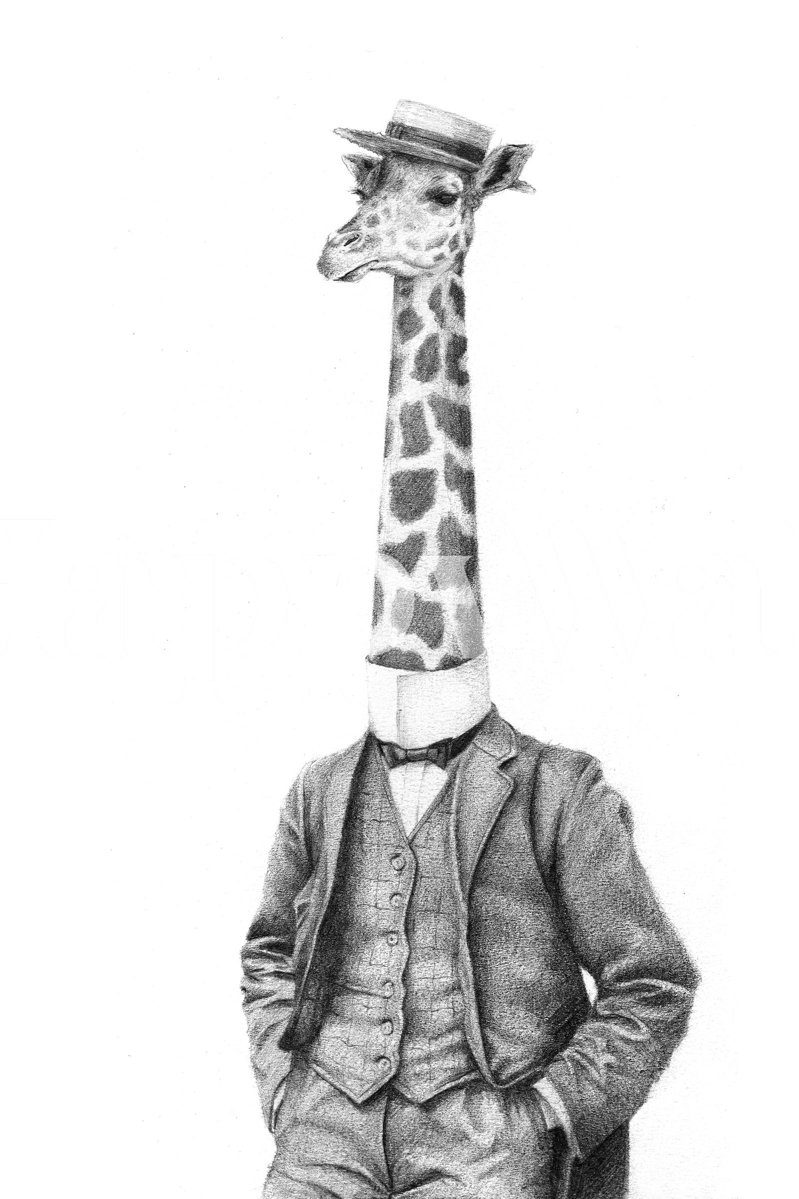 Жираф в костюме картина