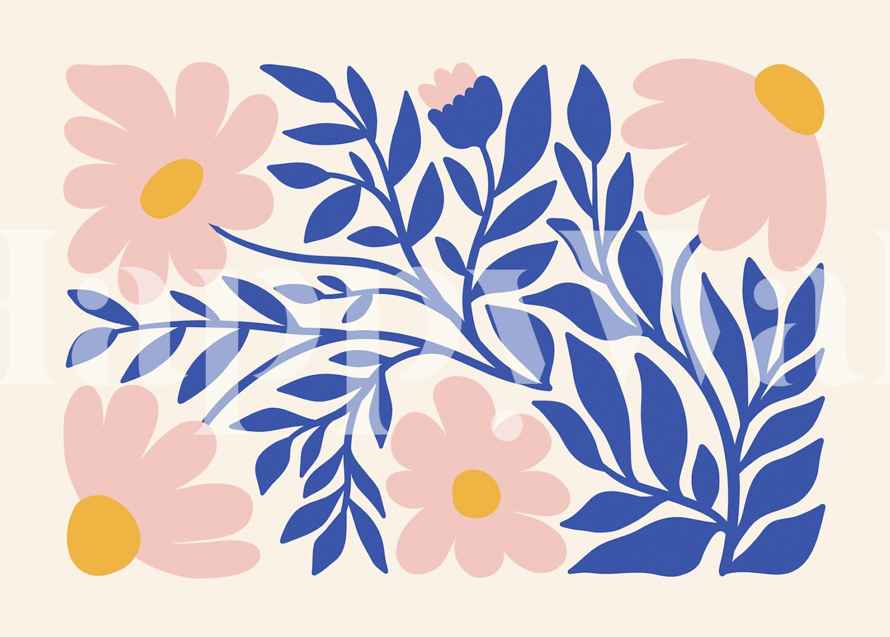 Floral Harmony Blooms wallpaper in a room