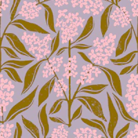 Osmanthus Flower in Pink and Mustard wallpaper