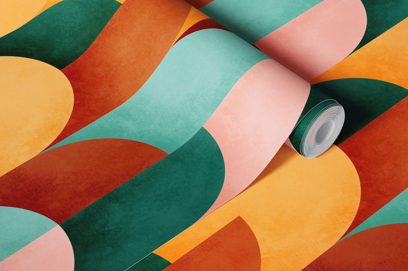 Mid Mod Geometry Sunburn wallpaper roll