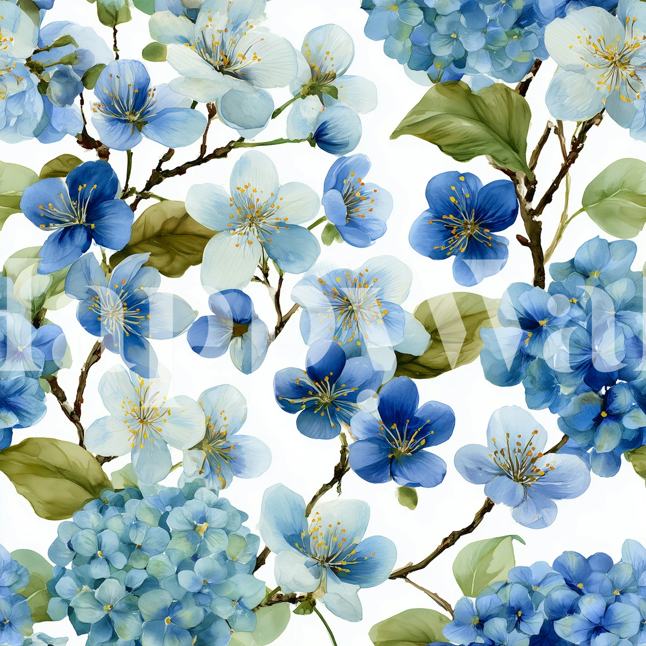 Blue Blossom Harmony wallpaper in a room