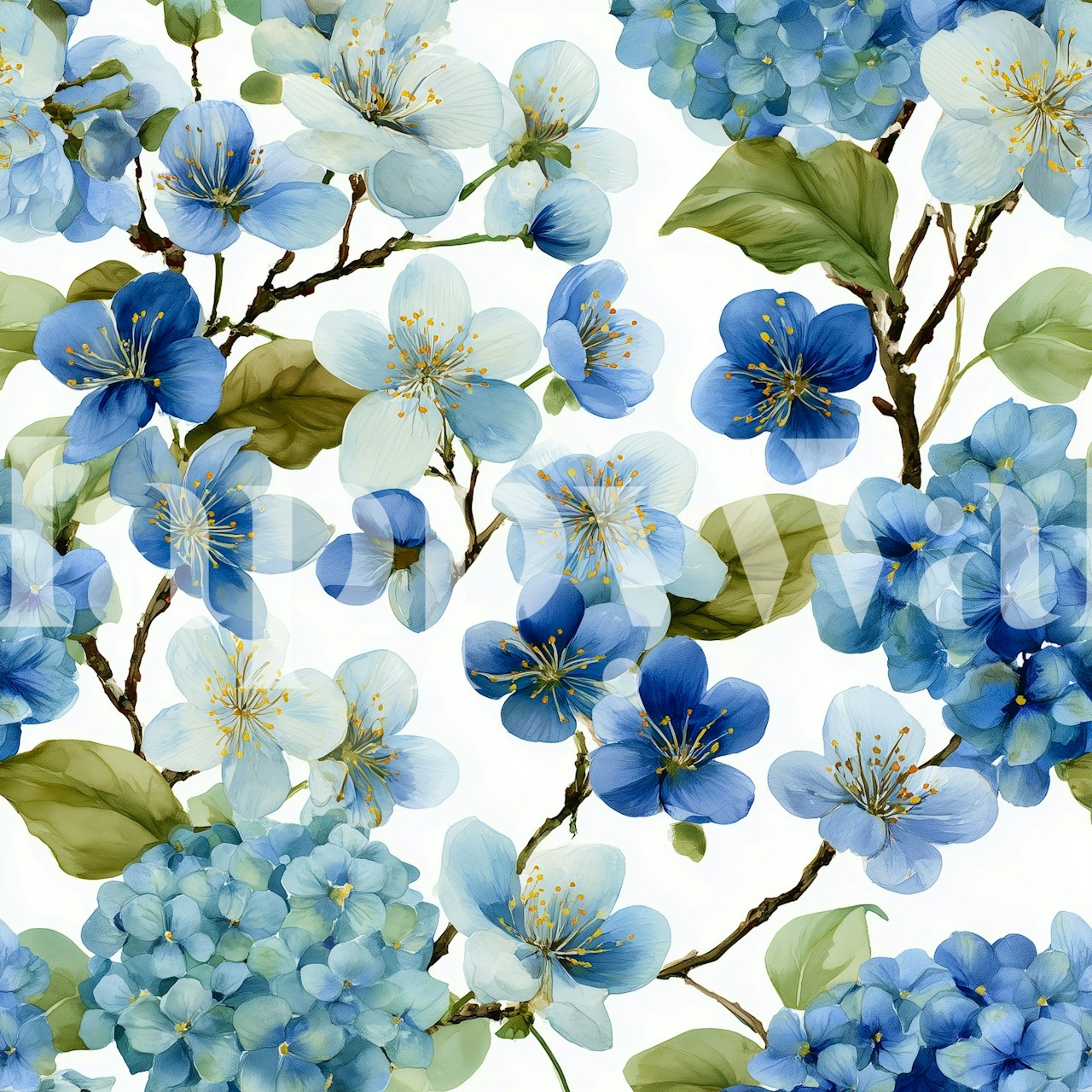 Ταπετσαρία Blue Blossom Harmony σε ένα δωμάτιο