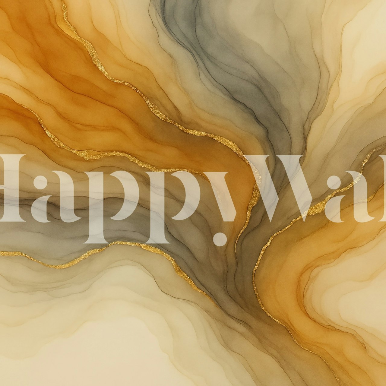 Golden Taupe Flow-behang in een stijlvolle kamer