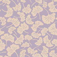 Ginko Plant Leaf in Cream & Purple behang