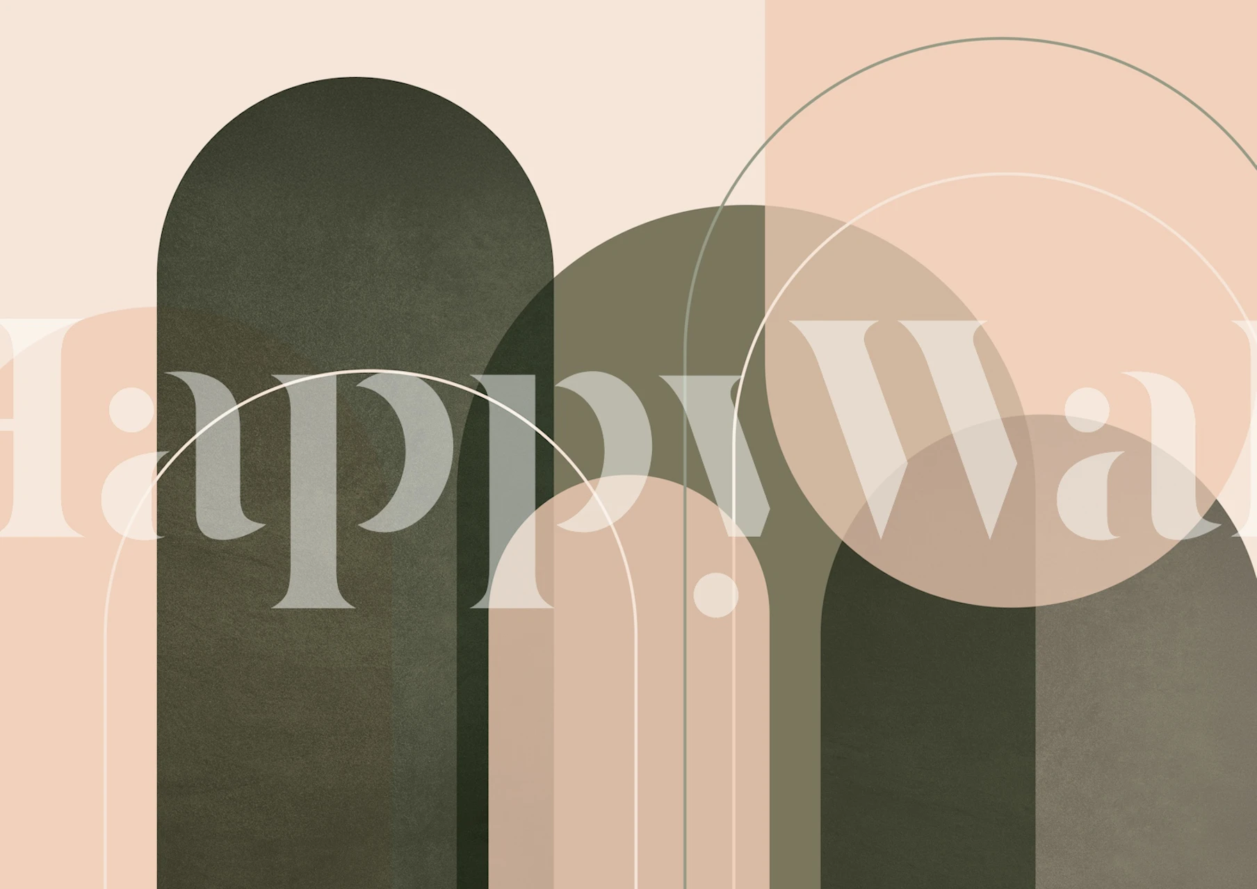 Abstract geometric shapes in olive green and pink wallpaper