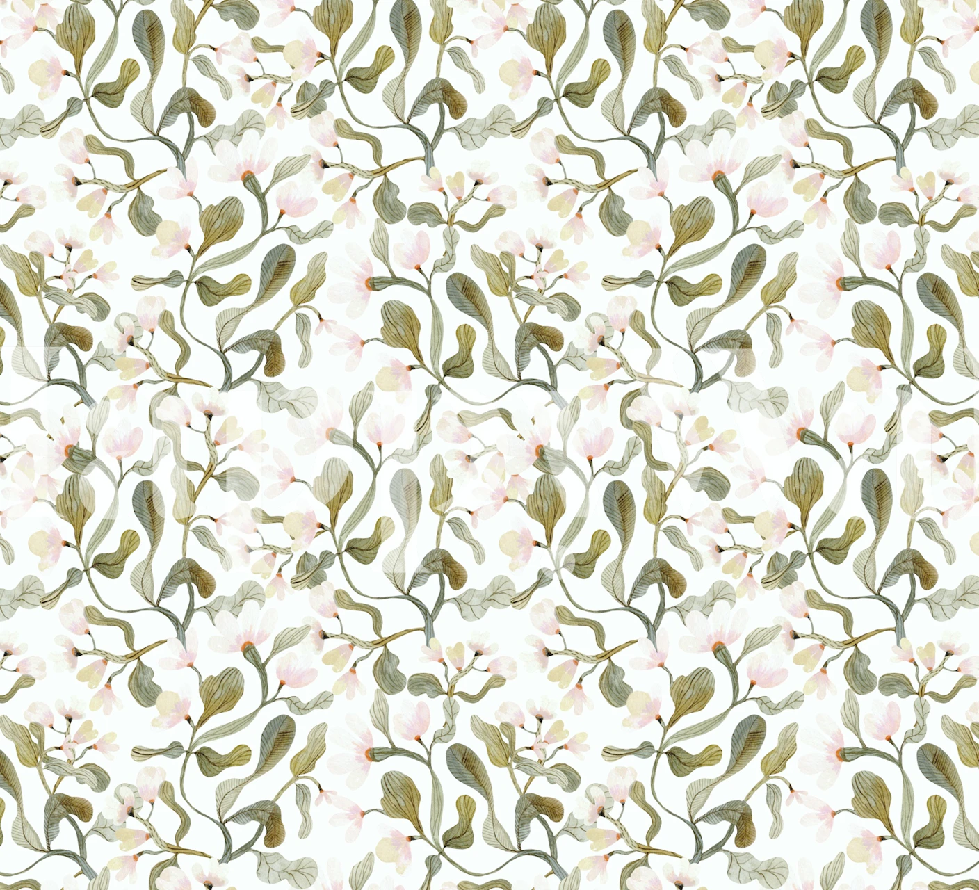 Delicate floral tapet i en rumindstilling