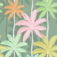 Colourful Palm Leaf Paradise on Green tapete