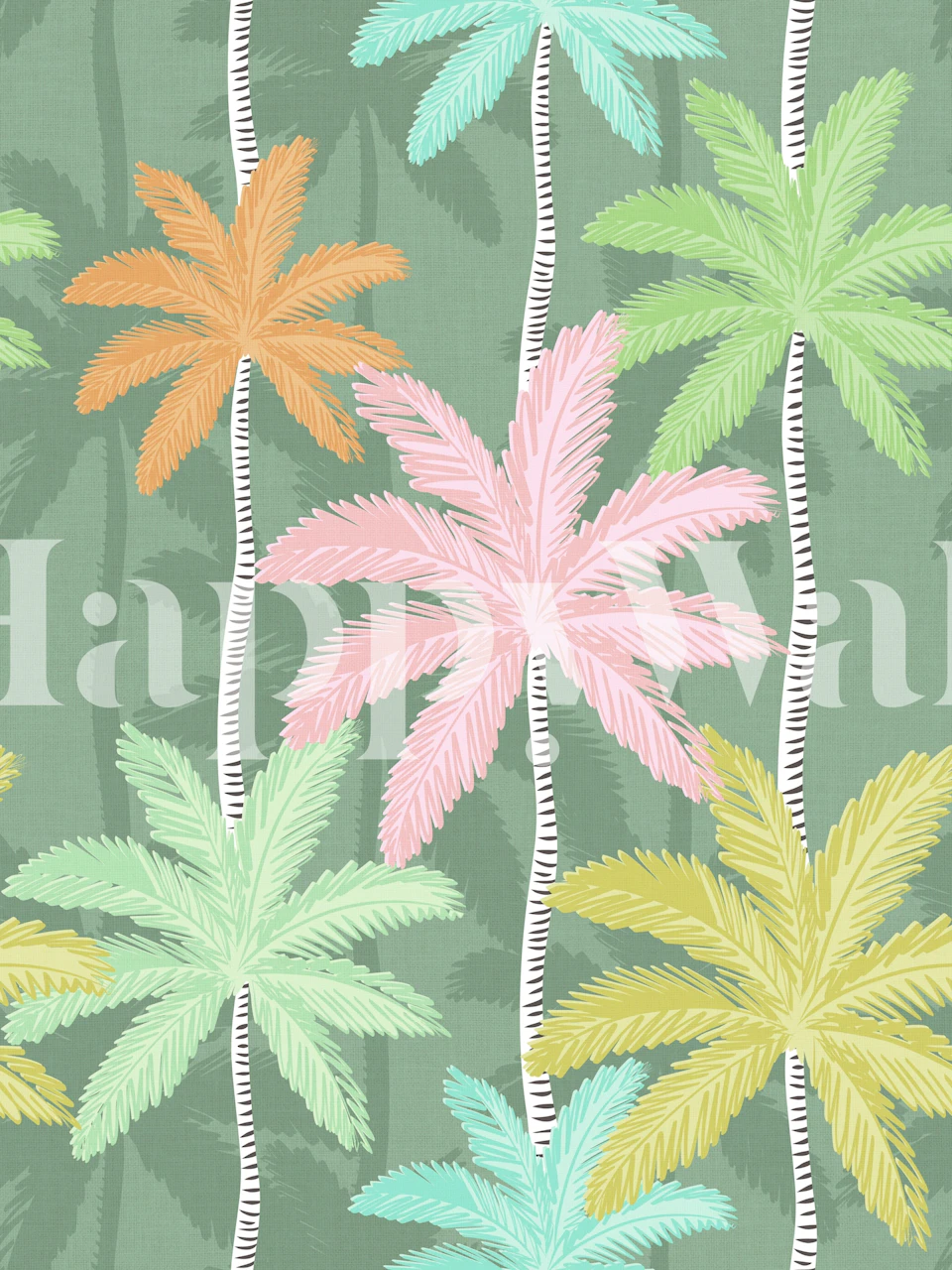 Palm Leaf Paradise wallpaper in a vibrant room