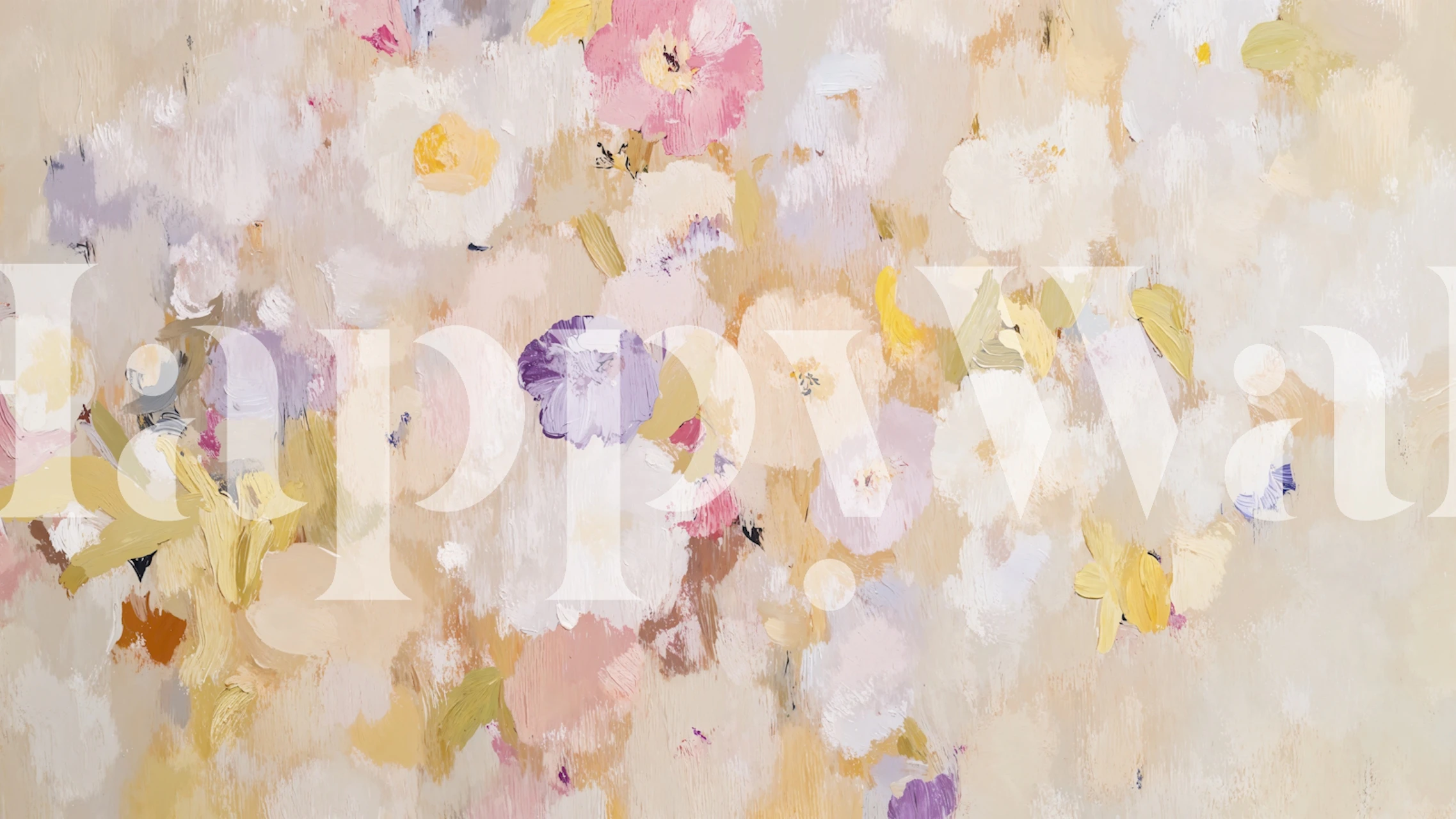 Pastel Blossom Canvas behang in een kamer