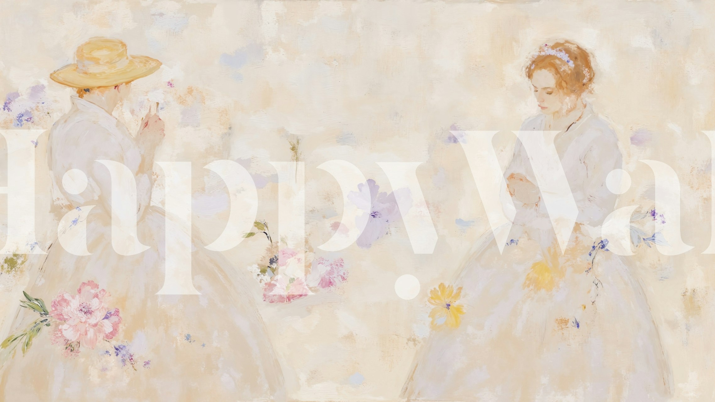 Elegant Ladies in Bloom wallpaper design