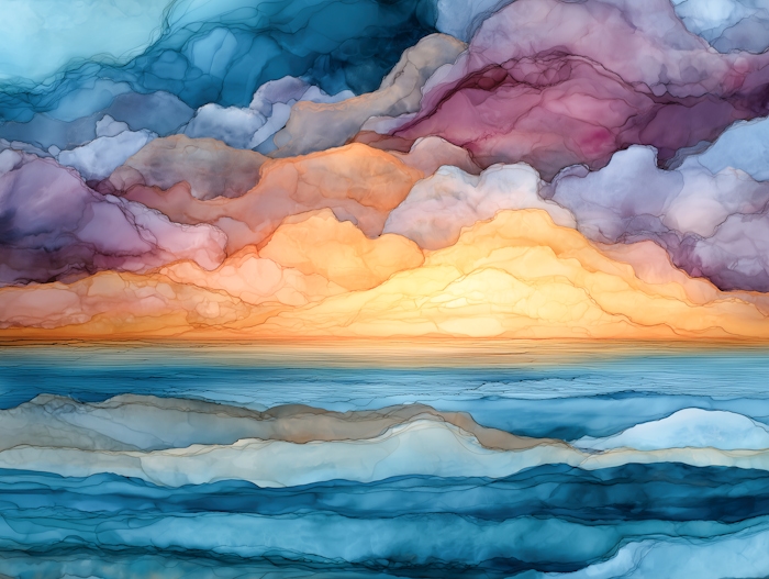 Colorful Watercolor Sunset Sky Wallpaper
