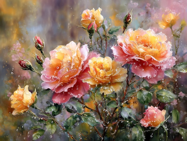 Rose Blossoms After Rain