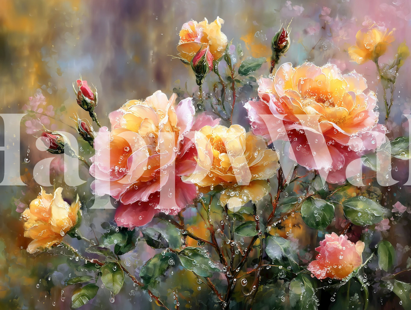 Tapeta Rose Blossoms After Rain