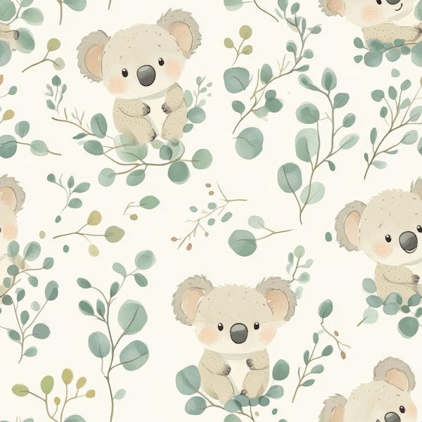 Cute koala friends in the eucalyptus forest