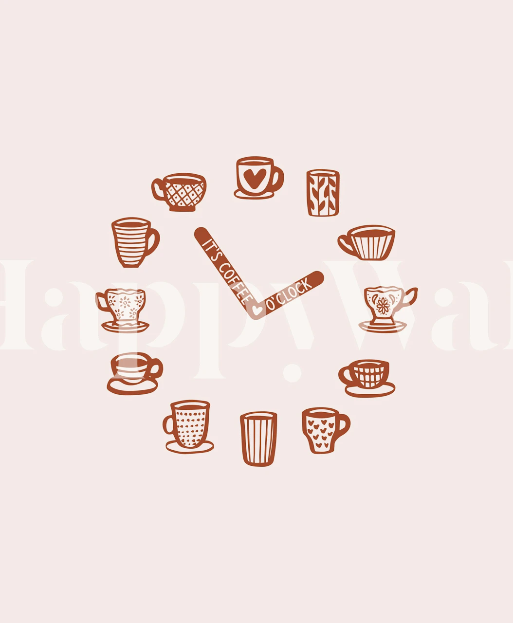 Coffee cup illustrations on a pink background wallpaper