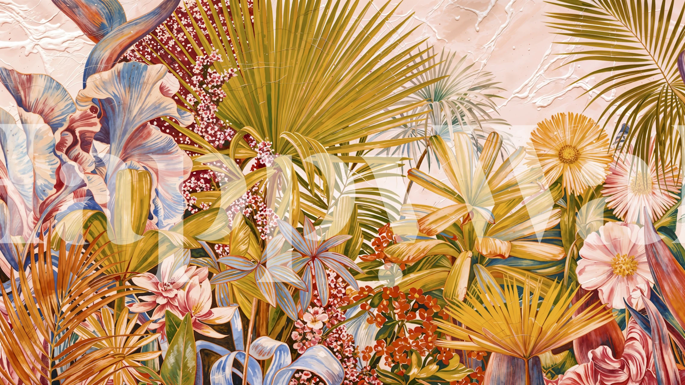 Tropical Bloom Oasis carta da parati in una stanza