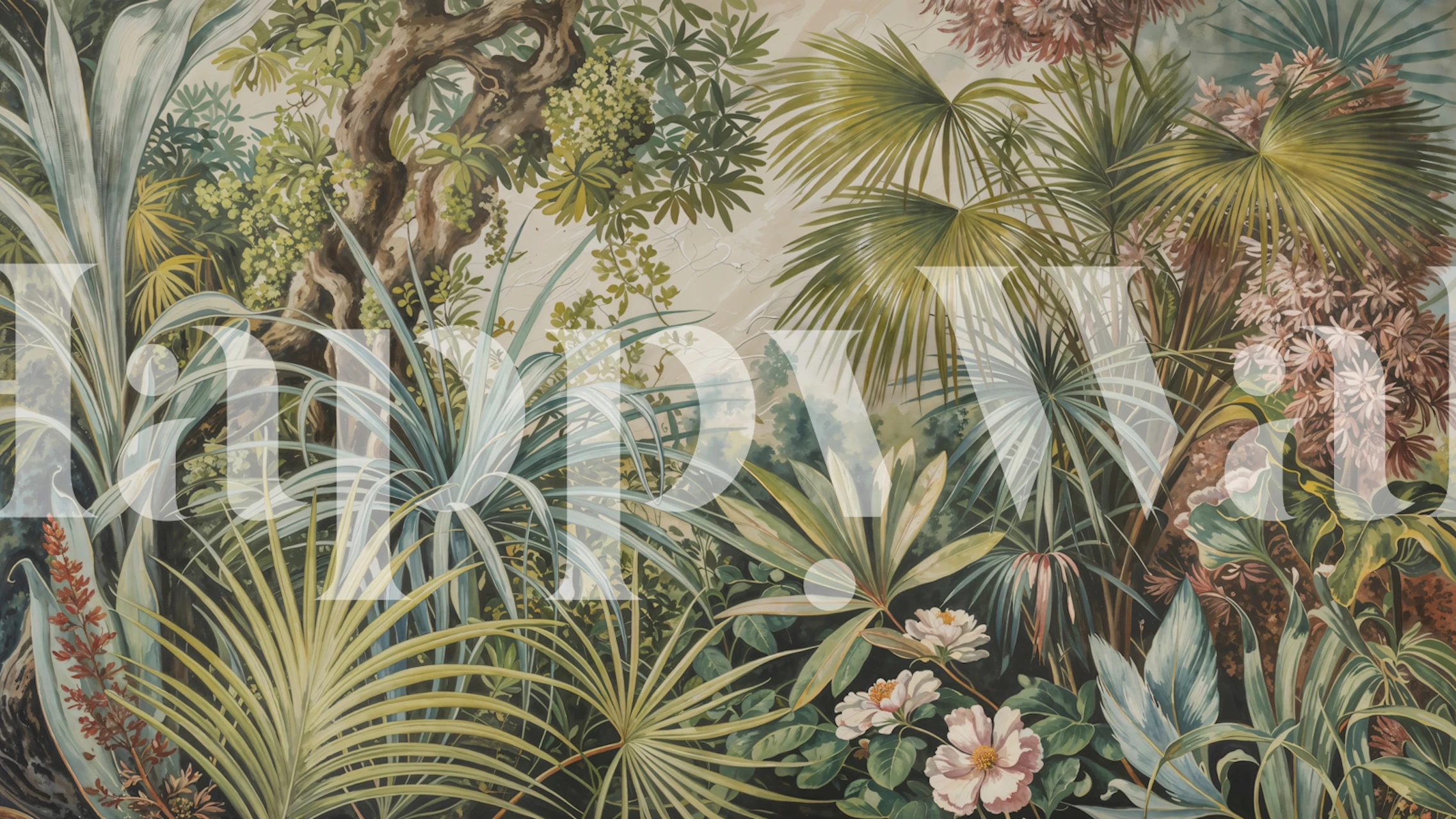 Vintage Tropical Forest tapet i ett rum