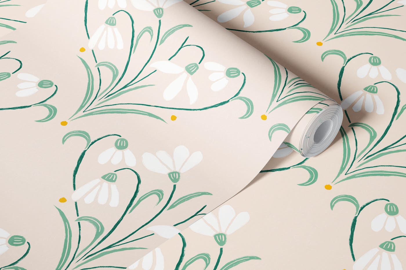 Creamy Floral Dreams wallpaper roll