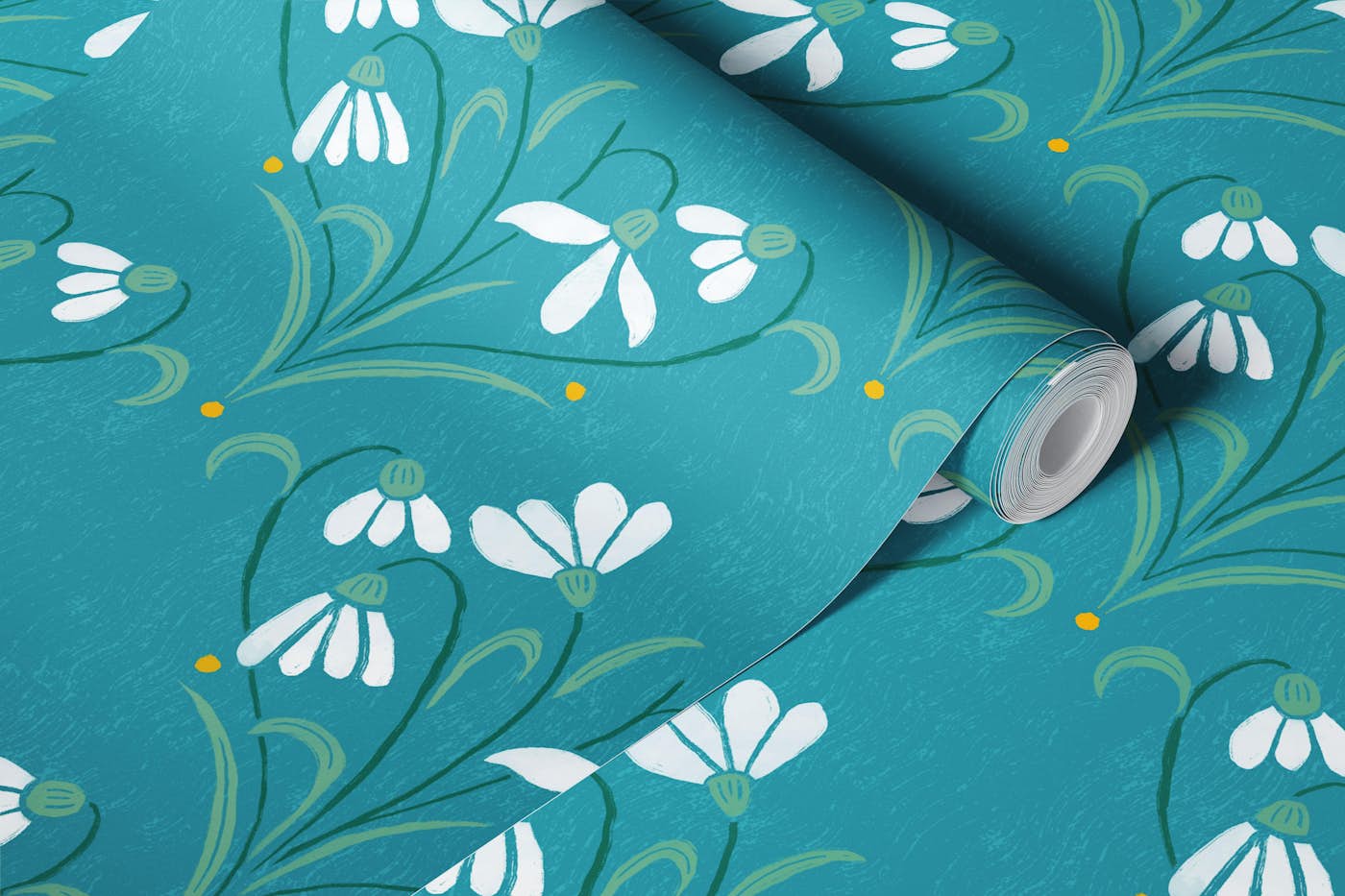 Teal Blossom Serenity wallpaper roll