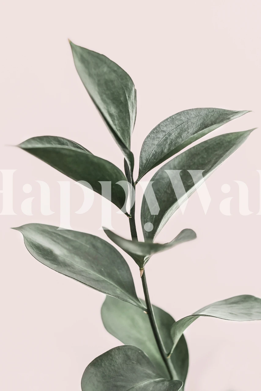 Serene green leaf wallpaper in a room