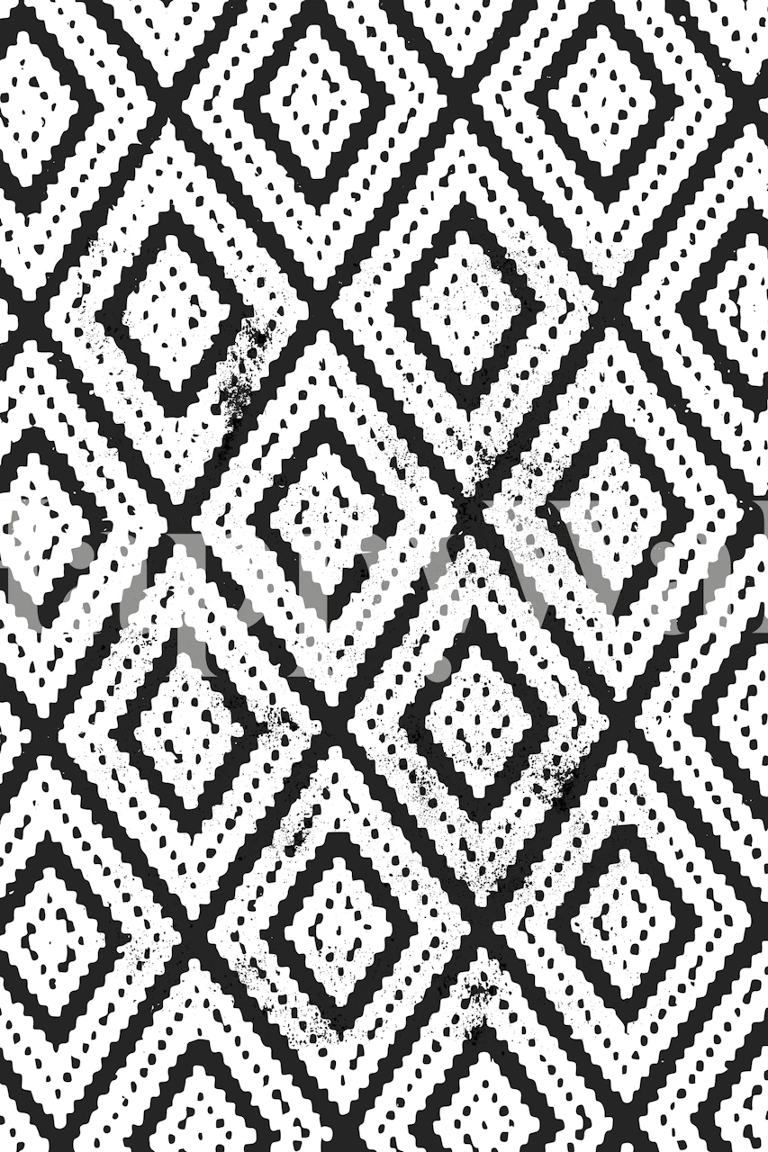Monochrome Boho Diamonds Tapete in einem Raum
