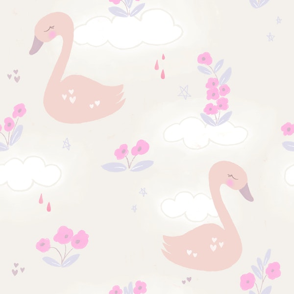 Pretty Swans - Light Background - Large Scale