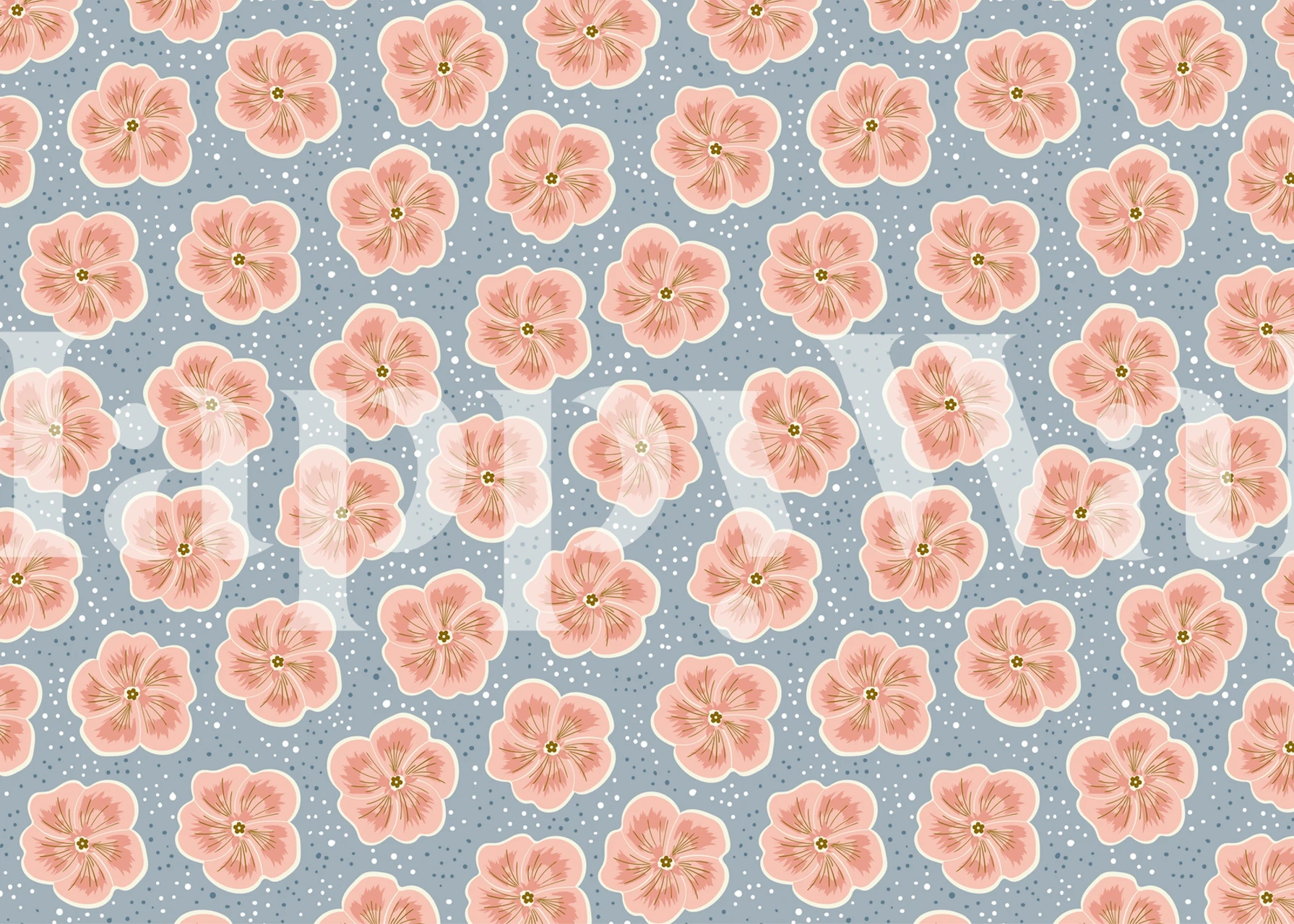 Papier peint avec motif de Peach Flowers en couleur pêche