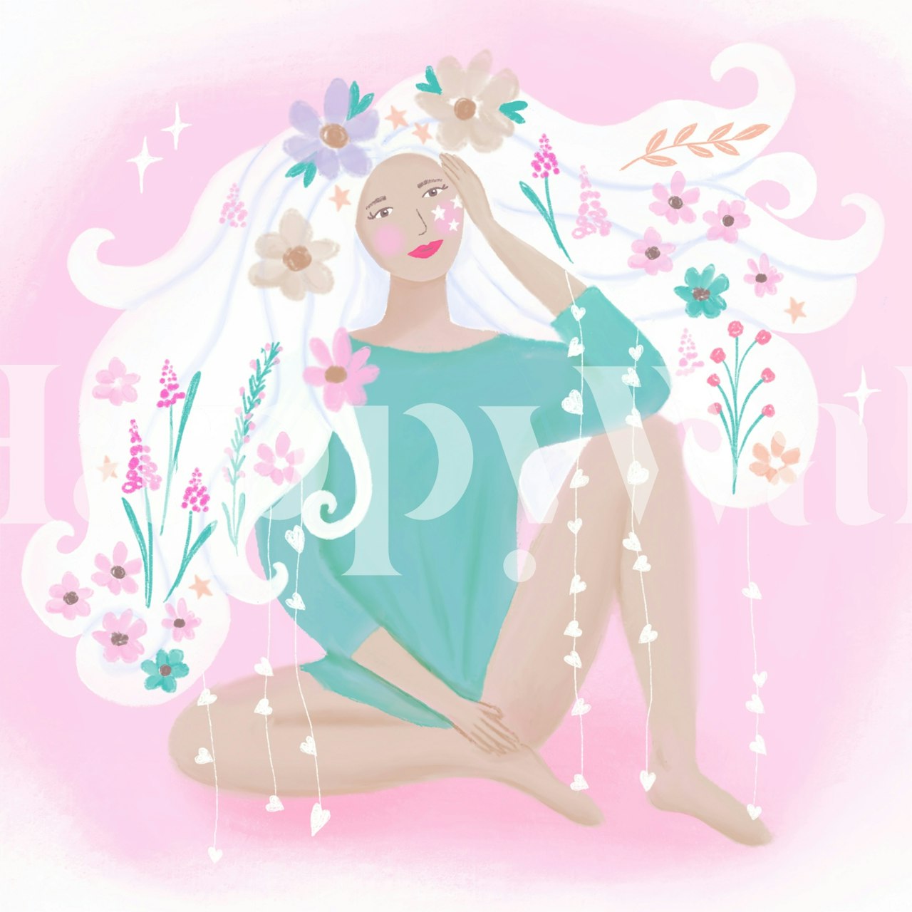 Botanical Babe wallpaper design