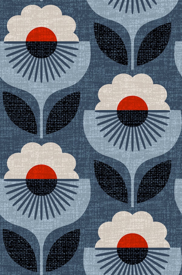 Scandi deco flowers-blue