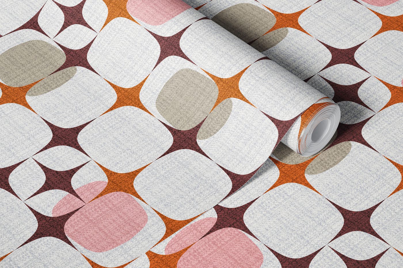 Mid Century Modern Geo Starburst-desert wallpaper roll